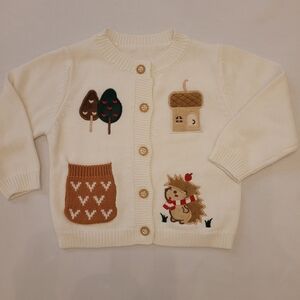 Adorable White Cardigan with Adorable  Embroidery